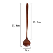 Long Spoons Wooden Natural Round Cooking Spoon for Soup Cooking Mixing Stirr Korean Style Kitchen Utensil Eco-Friendly Reusable