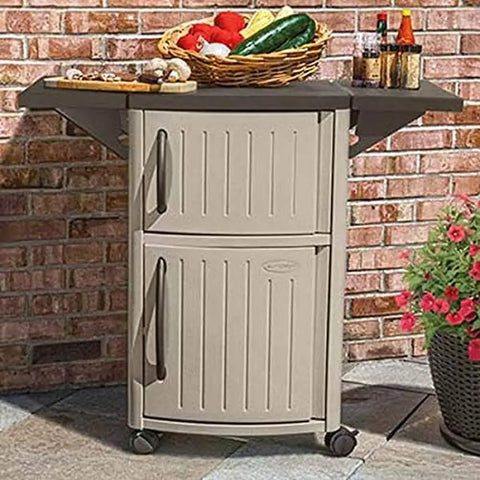 Outdoor Patio Prep Serving Station Cabinet 2 Pack Easy Assembly Resin Construction 40" Serving Space Grilling Accessory Storage