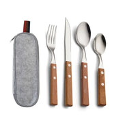 Stainless Steel travel utensils With Case Healthy & Eco-Friendly  Full Size Fork Spoon Portable Utensils Set With Storage Bag