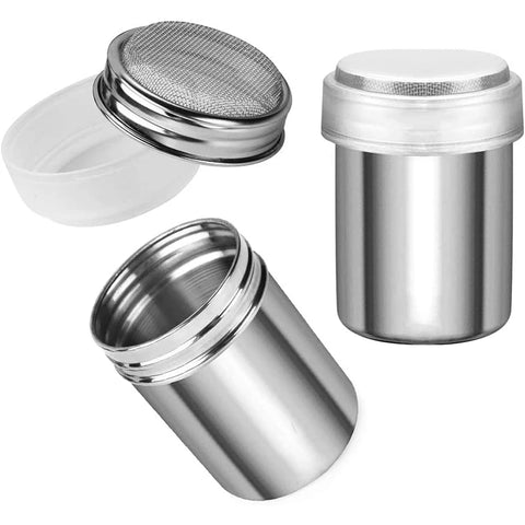 Stainless Steel Powder Sifter with Lid, Coffee Powdered Sugar, Cocoa Flour Shaker, Baking Supplies, Kitchen Supplies