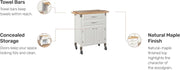 Home Styles Black Prep and Serve Kitchen Cart with Natural Top, Locking Casters, Two Drawers, Two Storage Cabinets