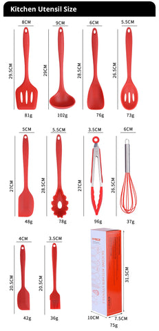 10 PCS Silicone Cookware Set Kitchen Cooking Tools Baking Tools Tableware Silicone Shovel Spoon Scraper Kitchen Accessories