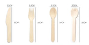 Disposable Wooden Spoon Set Wooden Knife Fork Cake Dessert Spoon Fruit Fork Ice Cream Spoon Biodegradable Commercial Tableware