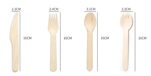 Disposable Wooden Spoon Set Wooden Knife Fork Cake Dessert Spoon Fruit Fork Ice Cream Spoon Biodegradable Commercial Tableware