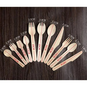 Disposable Wooden Spoon Set Wooden Knife Fork Cake Dessert Spoon Fruit Fork Ice Cream Spoon Biodegradable Commercial Tableware