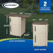 Outdoor Patio Prep Serving Station Cabinet 2 Pack Easy Assembly Resin Construction 40" Serving Space Grilling Accessory Storage