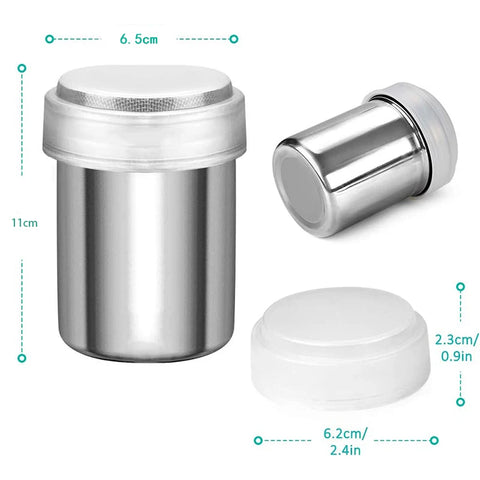 Stainless Steel Powder Sifter with Lid, Coffee Powdered Sugar, Cocoa Flour Shaker, Baking Supplies, Kitchen Supplies