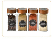 Acacia covered glass seasoning bottle Square Seasoning Storage Bottles Kitchen Salt Spices Ground Pepper Sealing Tools