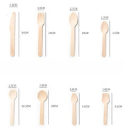 Disposable Wooden Spoon Set Wooden Knife Fork Cake Dessert Spoon Fruit Fork Ice Cream Spoon Biodegradable Commercial Tableware