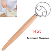 Cake Tools Danish Dough Whisk Stainless Steel Dutch Bread Dough Hand Mixer Wooden Handle Kitchen Baking Tools Artisian Blender