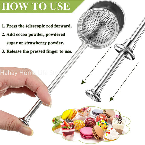 Powder Shaker Sugar Duster Flour Sugar Sieve For Powdered Sugar And Spices Cake Decorating Tool Baking Accessory