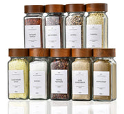 Acacia covered glass seasoning bottle Square Seasoning Storage Bottles Kitchen Salt Spices Ground Pepper Sealing Tools