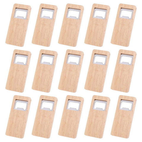 50Pcs Wood Beer Bottle Opener Wooden Handle Corkscrew Stainless Steel Square Openers Bar Kitchen Accessories Party Gift