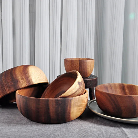 Leeseph Salad Bowls, Wooden Salad Bowls, Large Acacia Wood Serving Bowl for Fruits, Salad, Eco-friendly