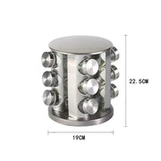 Stainless Steel Rotating Seasoning Rack Kitchen Supplie Seasoning Jar Set Herb And Spice Tools Glass Spice Jar Condiments Shelf