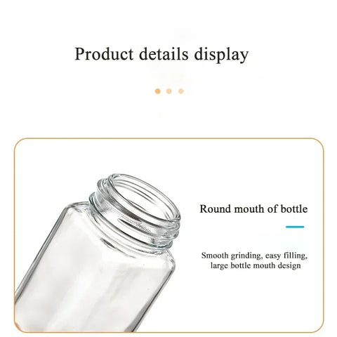 Acacia covered glass seasoning bottle Square Seasoning Storage Bottles Kitchen Salt Spices Ground Pepper Sealing Tools