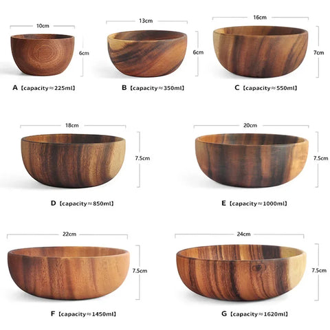 Leeseph Salad Bowls, Wooden Salad Bowls, Large Acacia Wood Serving Bowl for Fruits, Salad, Eco-friendly