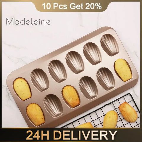 Baking Accessories Versatile 12-cup Madeleine Pan Cake Tools Cake Baking Must-have Mini Cake Molds Metal Mini Cake Mould Durable