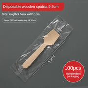 Disposable Wooden Spoon Set Wooden Knife Fork Cake Dessert Spoon Fruit Fork Ice Cream Spoon Biodegradable Commercial Tableware