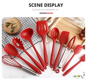 10 PCS Silicone Cookware Set Kitchen Cooking Tools Baking Tools Tableware Silicone Shovel Spoon Scraper Kitchen Accessories